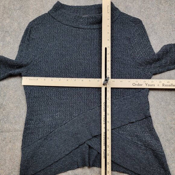 Free People Waffle Knit Wrap Hem Sweater Women’s Small Blue Cotton Blend - Picture 8 of 10